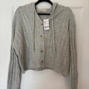 M+P+E Cropped Hooded Button-Up Cardigan — NWT